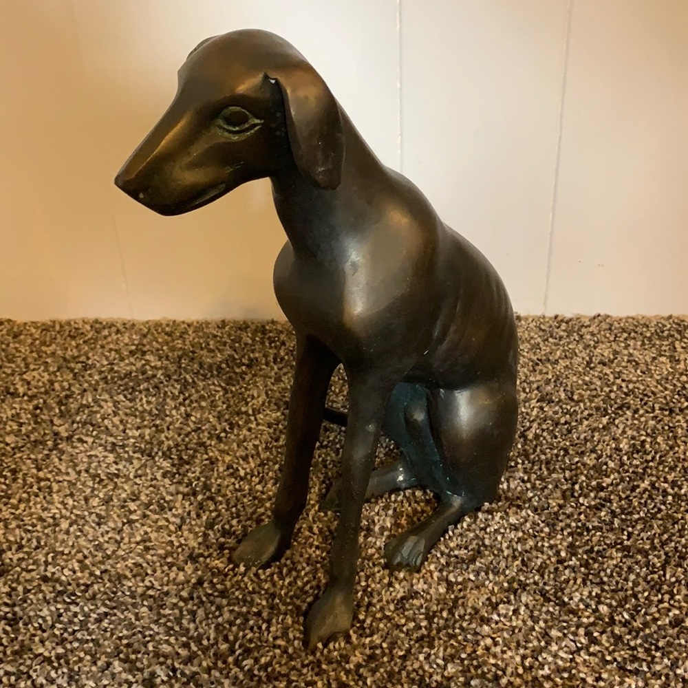 Solid brass greyhound figurine